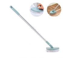 Umiwe Cepillo para Fregar Bañera y Azulejos con Mango Extensible Largo, Depurador de Cepillo Rotativo de 180 Grados para Piso Baño Pared Cocina