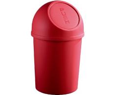 Helit - Papelera con tapa batiente (13 l), color rojo