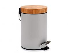 PAPELERA 3L GRIS CON TAPA BAMBU