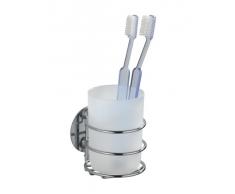Wenko 18779100 Turbo Loc - Vaso de plástico para cepillos de dientes (fijación sin agujeros, 7,5 x 10 x 9 cm), color blanco