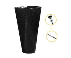 GXFC Serie de Lavabo de cerámica - Lavabo de Pedestal Cuadrado Moderno, Lavamanos de Columna de Esquina integralmente con tapón de Drenaje y Tubo de Drenaje para baño, Hotel, barbería