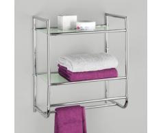 Zeller 18423 - Estante con toallero, Cristal y Metal Cromado (43 x 23,5 x 49,5 cm)
