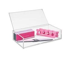 mDesign Organizador de Maquillaje – Gran Caja organizadora baño para cosméticos y Productos de Belleza – con Tapa – Transparente