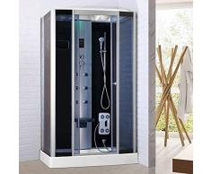 Baño Italia Box hidromasaje 120 x 80 cabina ducha multifunción Bluetooth cromoterapia ozonoterapia