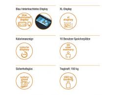 Beurer BF 185 - Báscula de diagnóstico (medición de peso, grasa corporal, agua corporal, masa muscular y ósea, cálculo de las necesidades de calorías AMR, con 10 memorias de usuario)