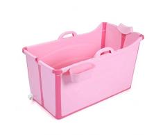 BAHLDOW Bañera Plegable de plástico Tinas de inmersión Independientes for niños Adultos Ducha fría portátil Piscina Temporal 2 Personas Cubo de baño Plegable de Agua Caliente Inflable (Color : Pink)