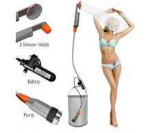 LUOOV - Bomba de Ducha portátil para Acampada, con Dos Pilas USB Desmontables, Cabezal de Ducha portátil para Camping, Senderismo, Viajes, Uso portátil