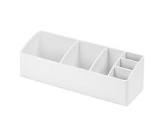 iDesign Caja botiquÃn para el baño o el armario, pequeña caja para medicinas de plástico con 6 compartimentos, organizador de medicamentos fácil de limpiar, blanco
