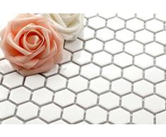 Estructura hexagonal de cerámica mosaico de azulejos esterilla de yoga blanco (MT0089)