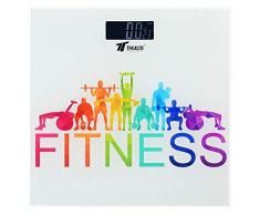 Thulos Thulos Báscula de Baño Digital Con plataforma de Cristal Templado, Pantalla LCD invertida, Capacidad máxima 180kg, Mide el peso en Kilos y libras. Lista para usar Modelo : TH-BD103