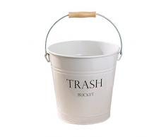 mDesign Cubo de metal estilo vintage - Muy decorativo e idóneo como cubo de basura para cocina, papelera de baño o contenedor de reciclaje en la oficina - 12,5 Litros - Blanco