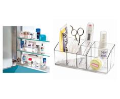iDesign Caja botiquÃn para el baño o el armario, pequeña caja para medicinas de plástico con 7 compartimentos, organizador de medicamentos fácil de limpiar, transparente