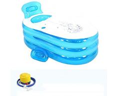 LRXHGOD Bañera Hinchable Práctico portátil para Adultos y Adultos Sauna Baño La bañera Plegable Inflable Baño de inmersión Azul 130 cm