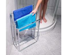 Relaxdays â 10019256 â Toallero de Acero Inoxidable Cromado, 82,5 x 46 x 21 cm Metal con 3 Brazos â Toallero con 3 Barras, Elegante baño toallero en Estilo Moderno, Metálico Plata