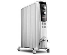 Delonghi Dragon TRD04 1025 - Radiador de aceite, 2500 w, función anti heladas, 3 ajustes potencia, asa y ruedas, almacenamiento cable, blanco
