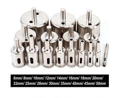 CLE DE TOUS_ Kit de 16pcs Brocas de Taladro Para Vidrio Peceras Cerámica Azulejos Porcelanato 6mm-50mm