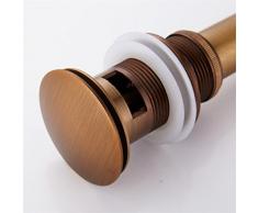 CASEWind Pop-up Retro tapón desagüe de lavabo desagüe clic-clac con rebosadero (latón Bronzé Universal Valve draineur de fregadero armario sifón con agujero de débordement poli- con rebosadero, latón, Avec trop plein