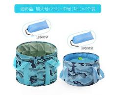 Chuan Rong Lavabo portátil Plegable Bolso Grande de Burbujas Tina de Lavado, Paquete de 2 Camuflaje Azul