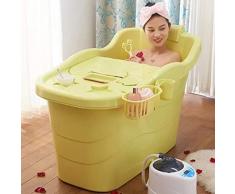 Cuerpo de baño Desmontable Adulto Plegable Hogar Grande Bañera de plástico Niños de gran tamaño Tina de baño de las señoras amarillas Regalo de la bañera ( Color : YELLOW , Size : 113.5*42*70CM )