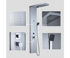 Auralum Panel de Ducha Moderna Acero Inoxidable con Pantalla Digital De la Temperatura del Agua Columna de Hidromasaje para Baño
