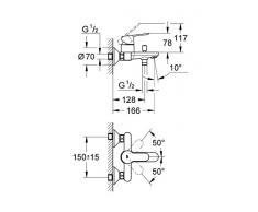 Grohe BauEdge - Grifo para ducha y baño con sistema de montaje en pared e inversor automático. Incluye sistema de ahorro de agua y limitador de caudal ajustable (Ref. 23334000)