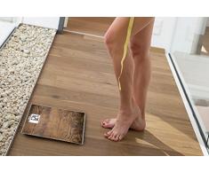 Beurer GS 203 Madera - Báscula de baño de vidrio con diseño rústico, ultra plana 1.9 cm, pantalla LCD grandes dígitos (4 cm), 150 kg /100 gr, efecto madera