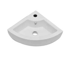 Lavabo de Esquina, Lavabo de Baño con Rebosadero, Lavabo de Pared 45x32x12.5 cm Blanco