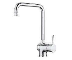 Paini - Grifo mezclador monomando para cocina, fregadero, cromado, palanca lateral con boca alta orientable, caña de ángulo, diseño moderno totalmente fabricado y fabricado en Italia