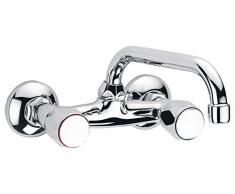 Clever Guayama - Grifo bimando de cocina mural, caño tubo (cromo)