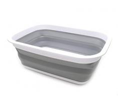 SAMMART 9.2L (2.37Gallon) Tina plegable - Cesta de picnic portátil al aire libre / Cráter - Bolsa de compras plegable - Contenedor de almacenamiento que ahorra espacio (Gris)