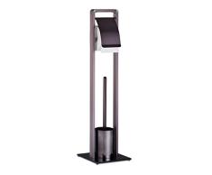 Relaxdays Escobillero Portarrollos, Metal-Cristal, Bronce-Negro, 72 x 19 x 19 cm
