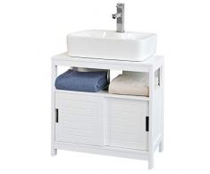 SoBuy Mueble para Debajo del Lavabo,Armario de Baño de Suelo,1 Estante y 2 Puertas Correderas,H60cm,FRG128-W,ES