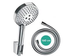 Hansgrohe Raindance Select S 120 - Ducha de mano, 3 tipos de chorro, tecnología PowderRain, con soporte de ducha y flexo, cromotamaño 1,25 m