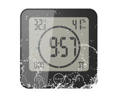 FORNORM Reloj de Baño, LCD Reloj de Ducha Digital Alarma Impermeable Control Táctil Hum / ℉ Temperatura Humedad, Temporizador de Cuenta Regresiva, 3 Métodos de Montaje, Energía de la Batería