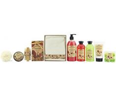 BRUBAKER Cosmetics Set de Baño y DuchaGarden Flowers - Fragancia de Flores de adormidera - Set de regalo de 14 piezas en una cesta - con cepillo de uñas
