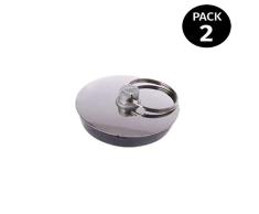EUROXANTY® Tapón de Fregadero | Desagüe | Universal | Con Cordón de Metal | Acero Inoxidable | Silicona de Alta Resistencia | Bañera | Lavabo | Cocina | (PACK X2 Ø 4.5CM)