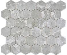 Mosaico de cerámica hexagonal, mármol gris brillante, para pared, suelo, cocina, ducha, baño, azulejos, mosaico, placa de mosaico