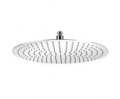 TONGXU Alcachofa de Ducha Redonda de Lluvia de Alta Presión Ultrafino Acero Inoxidable 304 Boquillas Autolimpiables Cromado para Baño 25cm