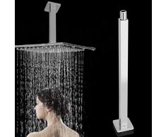 Alcachofas fijas para ducha Brazo de ducha de 15.8 pulgadas con brida, montaje de pared de acero inoxidable montado en la pared de ducha de lluvia fija Extensión del brazo de la cabeza Universal Showe