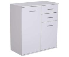 HOMCOM Armario Gabinete Consola Aparador Buffet Mueble Organizador de Almacenaje Multiusos de Comedor Salón con Puertas y Cajones 71x35x76cm