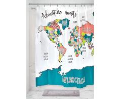 iDesign Novelty EVA 12 Ojales, baño de PEVA Libre de BPA, antisalpicaduras y Repelente al Agua, Moderna Cortina Estampada para Ducha o bañera, Multicolor, 182,9 cm x 182,9 cm x 0,3 cm