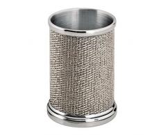 mDesign Vaso para cepillo de dientes de acero – Ideal como porta cepillos o como organizador de cosmética para delineadores, brochas de maquillaje y demás