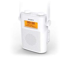 Majority Eversden Dab/Dab + Radio de Ducha portátil para baño - Recargable - Digital y FM - IPX5 Resistente al Agua - Material a Prueba de Golpes - Bluetooth - Puerto de Auriculares (Blanco)