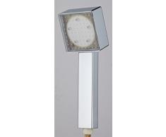 DP Grifería - Mango de ducha con LED de tres colores color plateado, modelo Jaspe