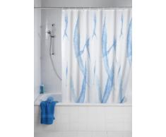 WENKO 20054500 Cortina de ducha Blues Antimoho - antibacterial, lavable, Plástico - Poliéster, cm, Blanco