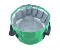 Hooyee - Cubo plegable, multifuncional, portátil, de viaje, para uso al aire libre, para acampadas, senderismo, pesca, aseo, verde