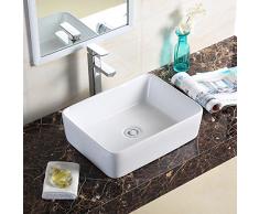 Homelava Lavabo Sobre Encimera Lavabo de Cerámica 48,5 x 37,5 x 13,5 cm,Blanco