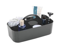 mDesign Caja con asa para la ducha con 6 compartimentos – Caja organizadora portátil para artículos de baño – Cesta de almacenaje de plástico para gel, champú, cuchillas, etc. – gris antracita