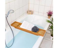 Relaxdays 10019026 - Bandeja para bañera, 3 espacios, bambú, 5.5 x 70 x 16.5 cm