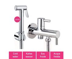 Kibath 414151 higiene íntima con instalación sin Obra sustituto del Bidet. Grifo para WC. Sólo Agua fría, Cromo Brillo